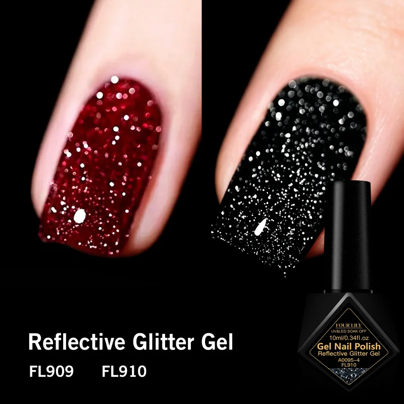 2pcs/set 10ml Reflective Glitter Gel Nail Polish Shiny Effect Semi Permanent Soak Off UV LED Gel Varnish Nail Art Nail Supplies