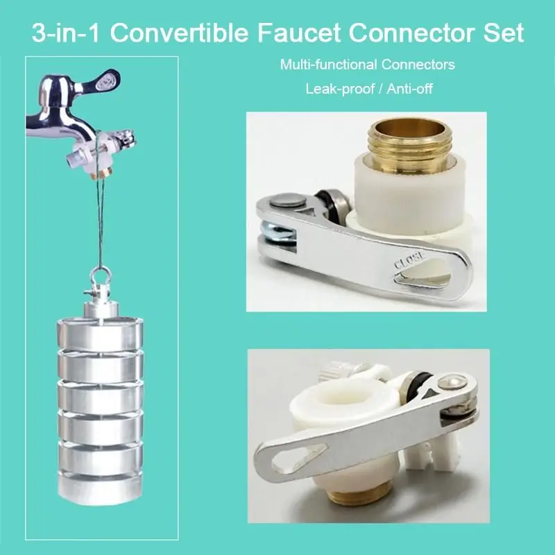 3-in-1 Brass Hose Tap Connector Set Universal Faucet Connector Washing Machine Faucet Water Gun Water Pipe Connection Accessory