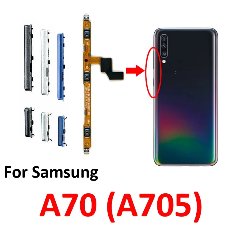 

Для телефона Samsung Galaxy A70 A705 A705F A705FN новая кнопка включения и выключения громкости вверх и вниз клавиша управления внутренняя часть гибкого кабеля