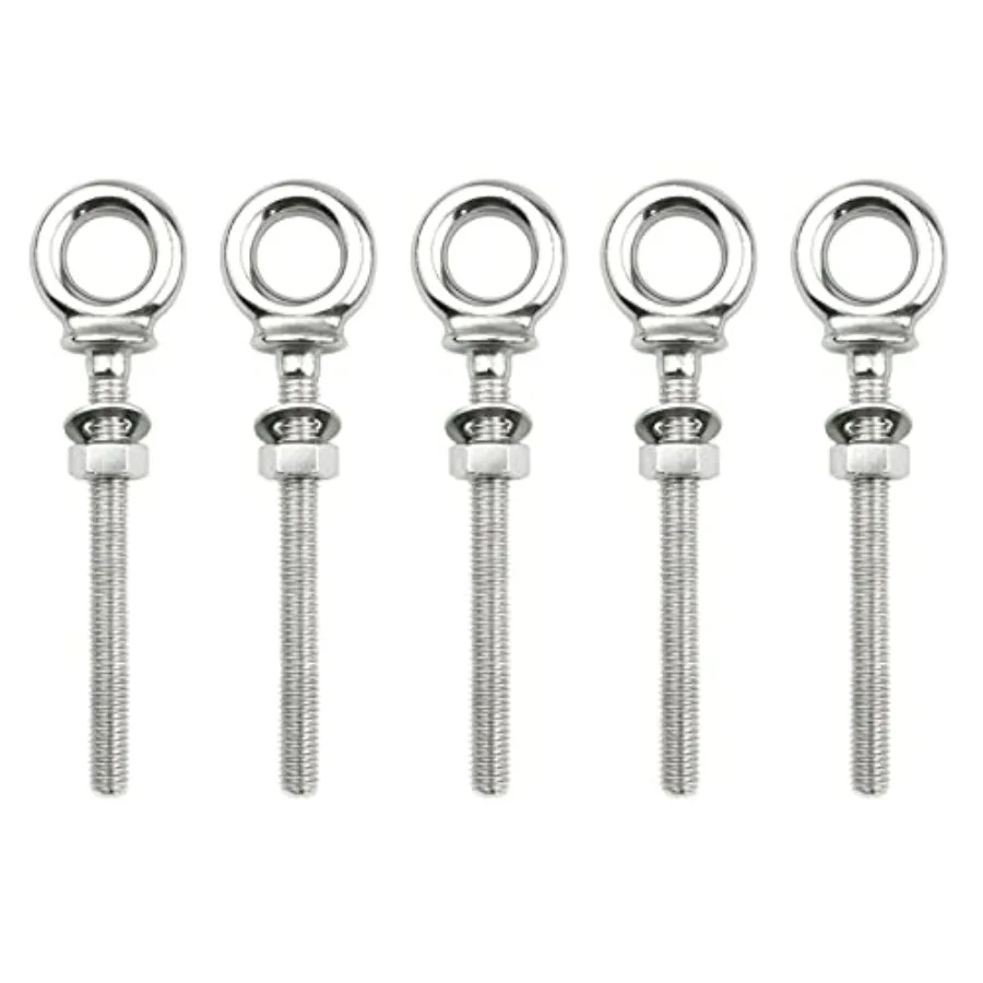

316 Stainless Steel Eye Bolt Heavy Duty Shoulder Eyebolts Screws with Washer and Nuts M8 5PCS