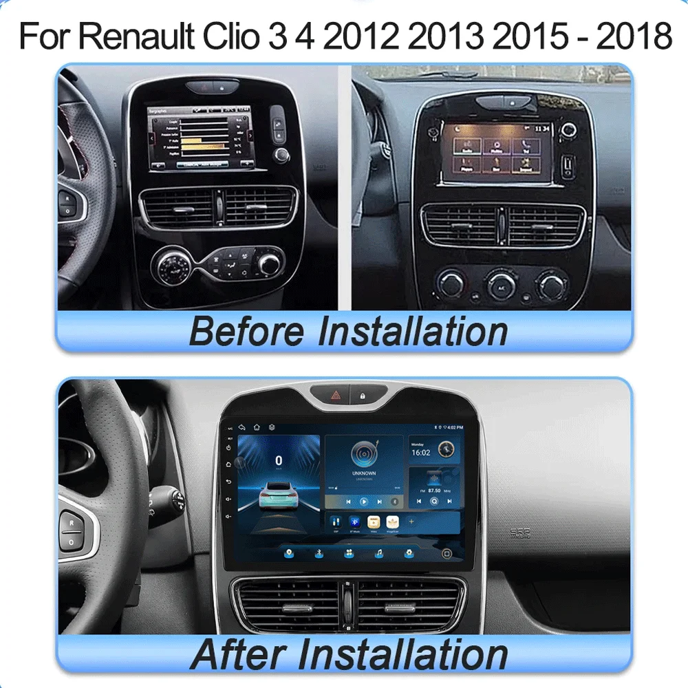 Android 16 Carplay Auto WIFI+4G For Renault Clio 3 4 2012 2013 2015 - 2018 Car Radio GPS Stereo Multimedia Player 2din Wireless