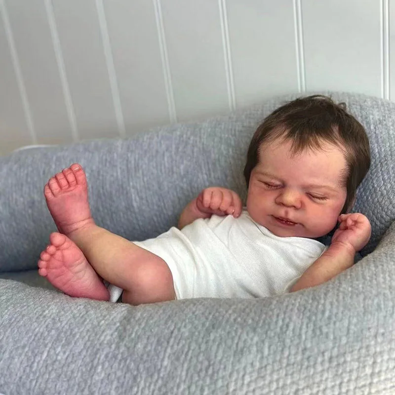 18 zoll Fertig Reborn Baby Puppe Handgemachte Realistische Lebensechte Silikon Neugeborenen Baby Junge Mädchen Weiche Bonecas Bebe Reborn Puppen – Detail 4