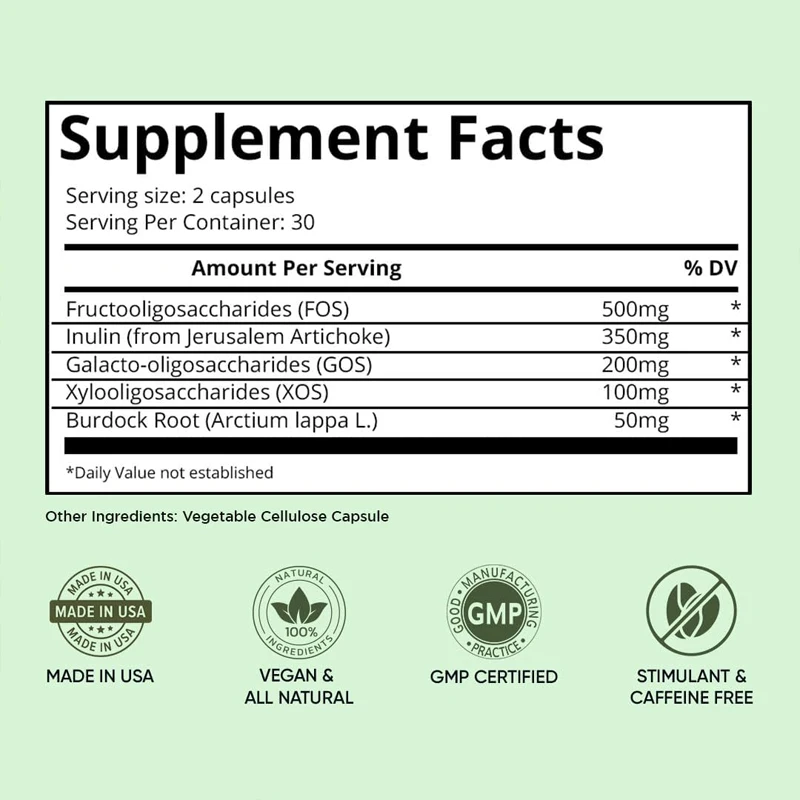 Capsules alimentaires d'élément probiotique pour femmes, fibre prébiotique favorise la santé intestinale, suppléments de probiotiques digestifs