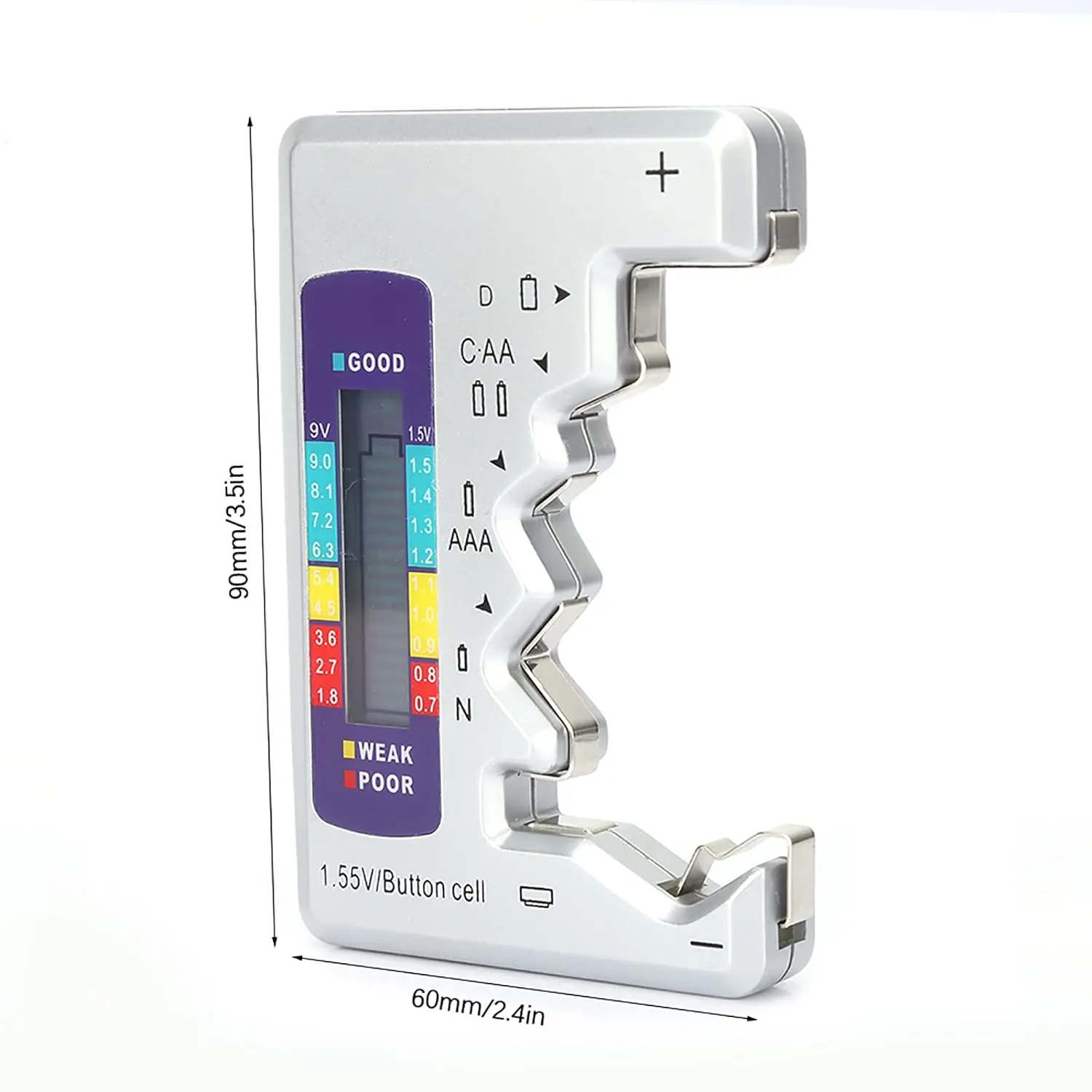 Tester baterii z wyświetlaczem LCD Wielofunkcyjny mały tester baterii do baterii guzikowych C AA AAA D N 9V 6F22 1,5V