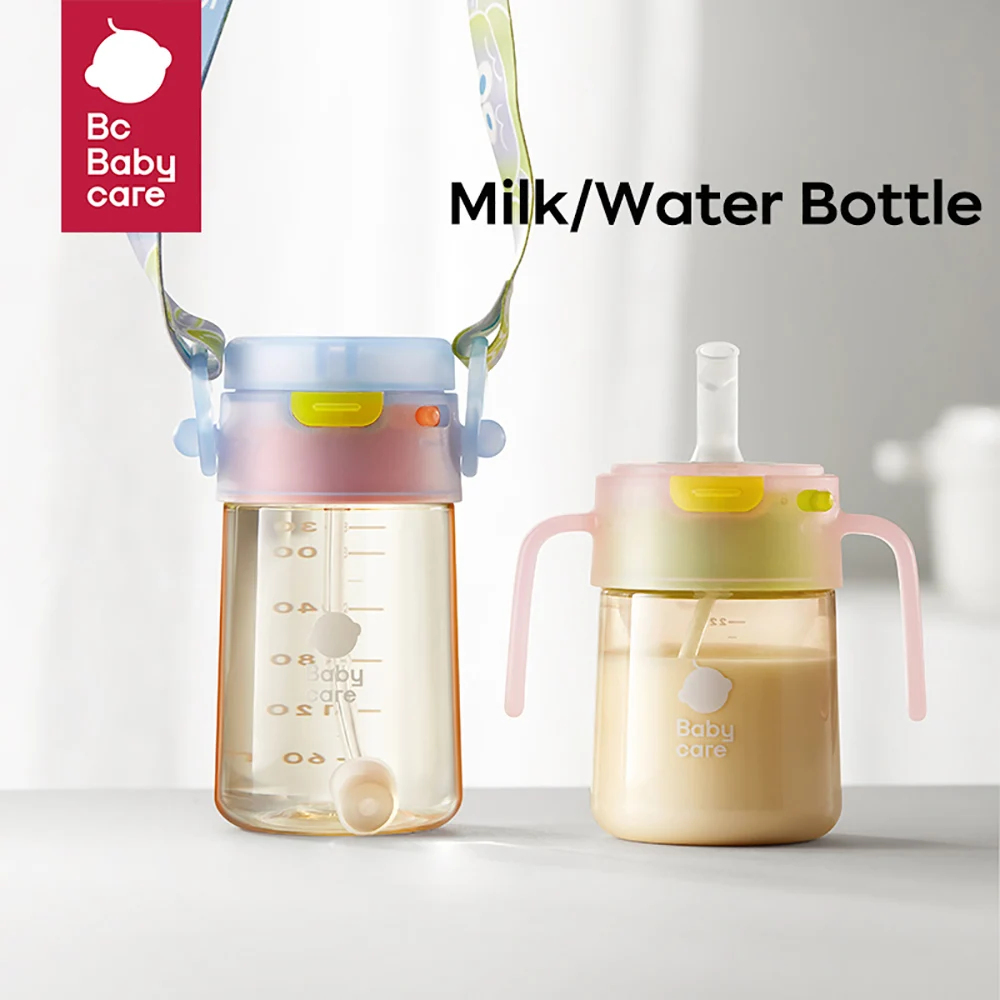 Bc Babycare-botella de agua/leche para bebé, hervidor de agua con asa antichoques para niños, taza de aprendizaje de gelatina al aire libre, 6M +,