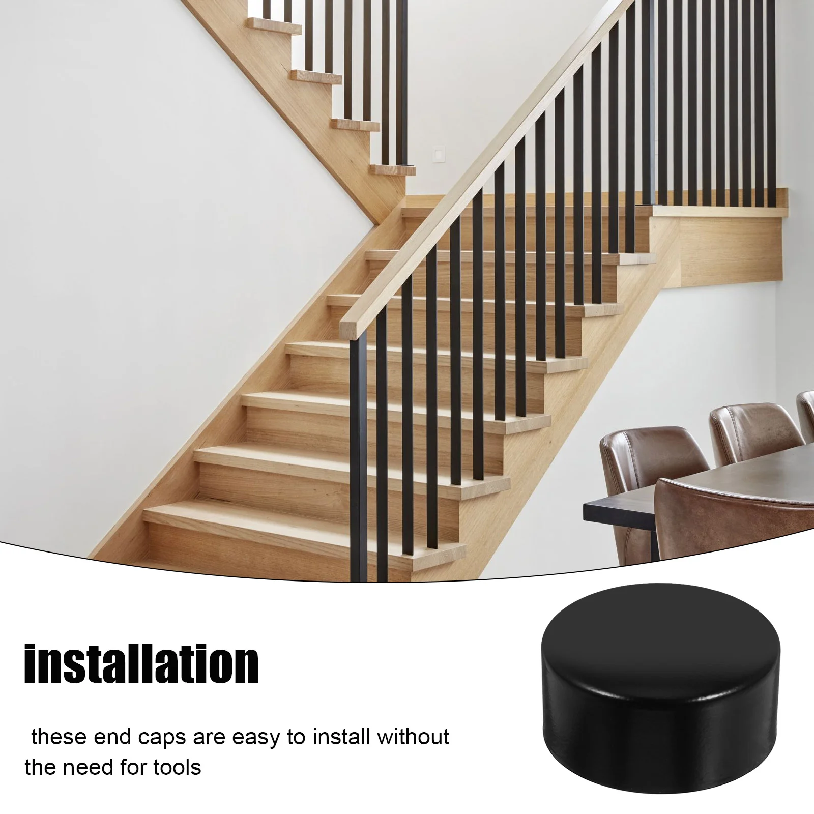 2 ชิ้น Handrail End Caps Bannister End Caps บันได Handrail End ครอบคลุมปลายท่อปลั๊กหมวก Handrail End Protector สําหรับในร่มบันได