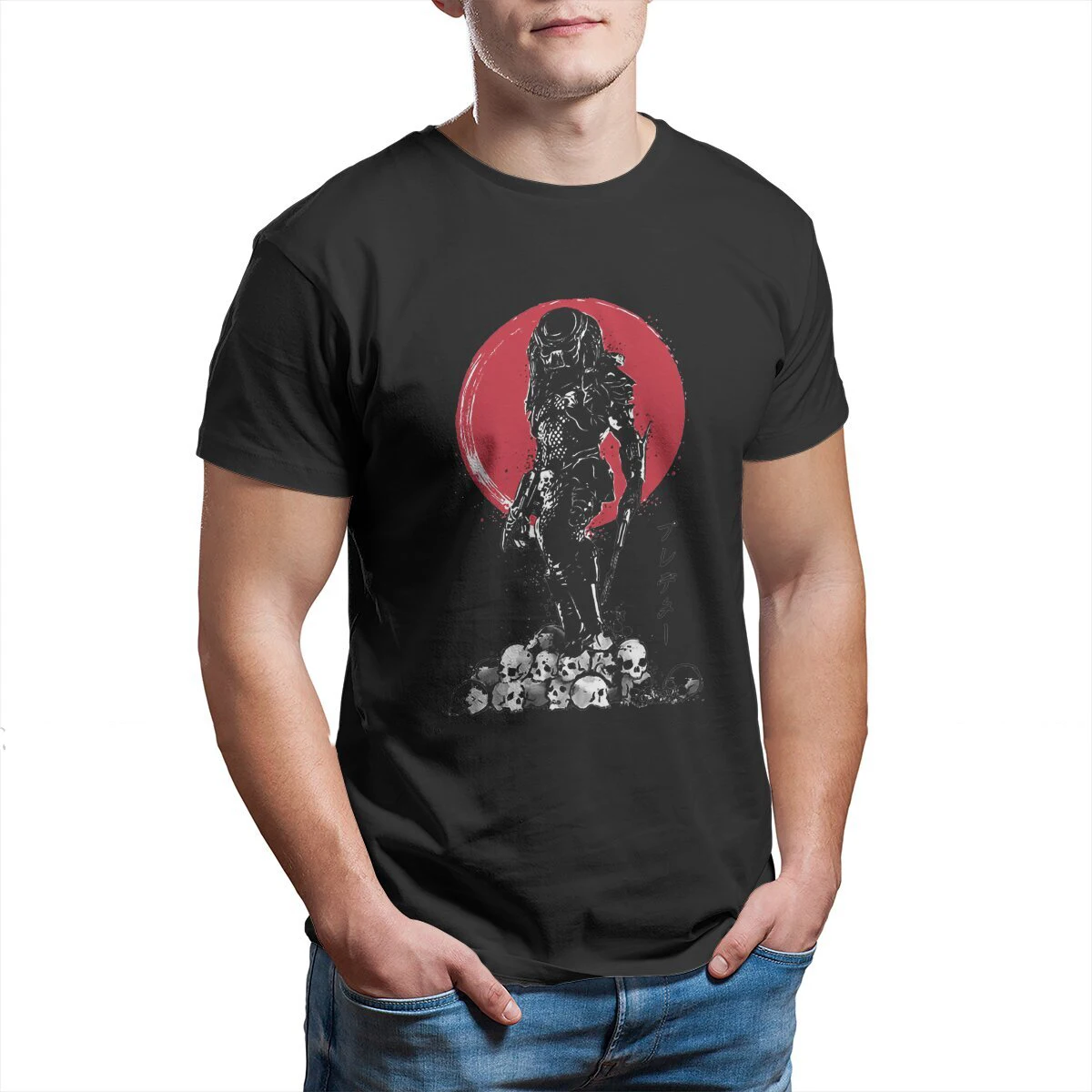 Yautja Hunter Sumi-e Predator Horror Moive Tshirt Cotton Oversized Ofertas Men's Clothes Graphic Men T shirt Harajuku Streetwear