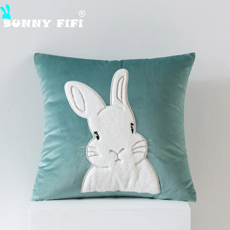 Lovely Wind Rabbit Cushion Covers Soft Plush Pillowcases 45x45cm Solid Color Ultra Soft Throw Pillows Case