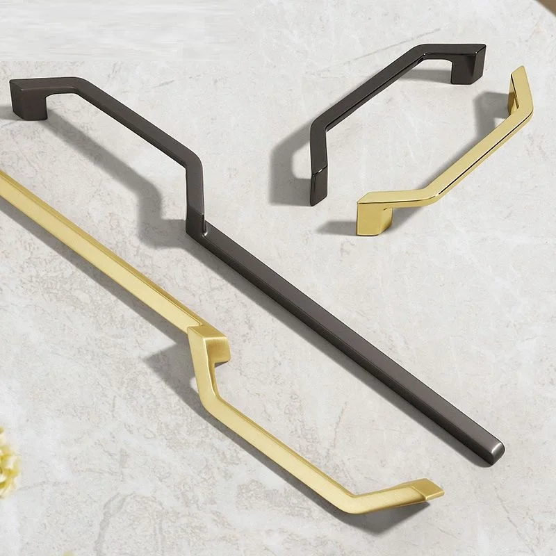 Modern Minimalist Wardrobe Door Handle Light Luxury Gold Kitchen Cabinet Handles Drawer Cabinet Knob Zinc Alloy Furniture Handle