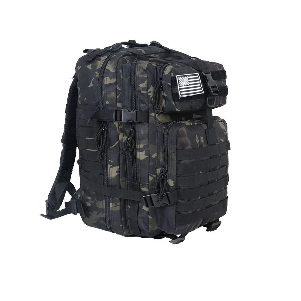 Mochila táctica de doble hombro para exteriores, morral grande 3P de 50 litros para deportes de ciclismo, viajes, ataque, camuflaje, multi-fu