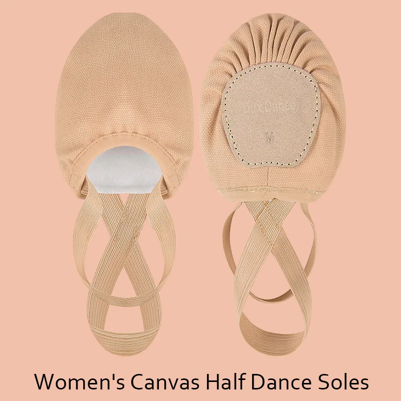 

1 Pair Women's Rhythmic Canvas Half Dance Soles Ballet Dance for women Gymnastic Dance Performance with Elastic Ankle Straps