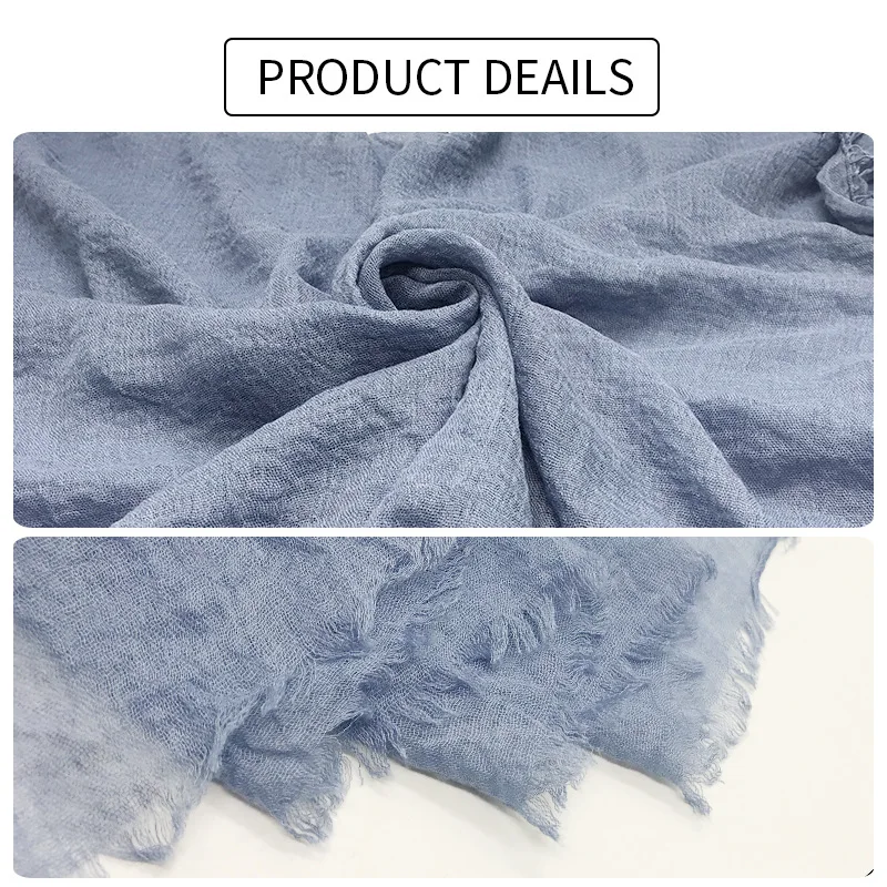 Foulard Hijab Froissé en Coton Doux pour Femme Musulmane, Écharpe de Sauna, Bandeau Islamique, Vente en Gros, 90x180cm