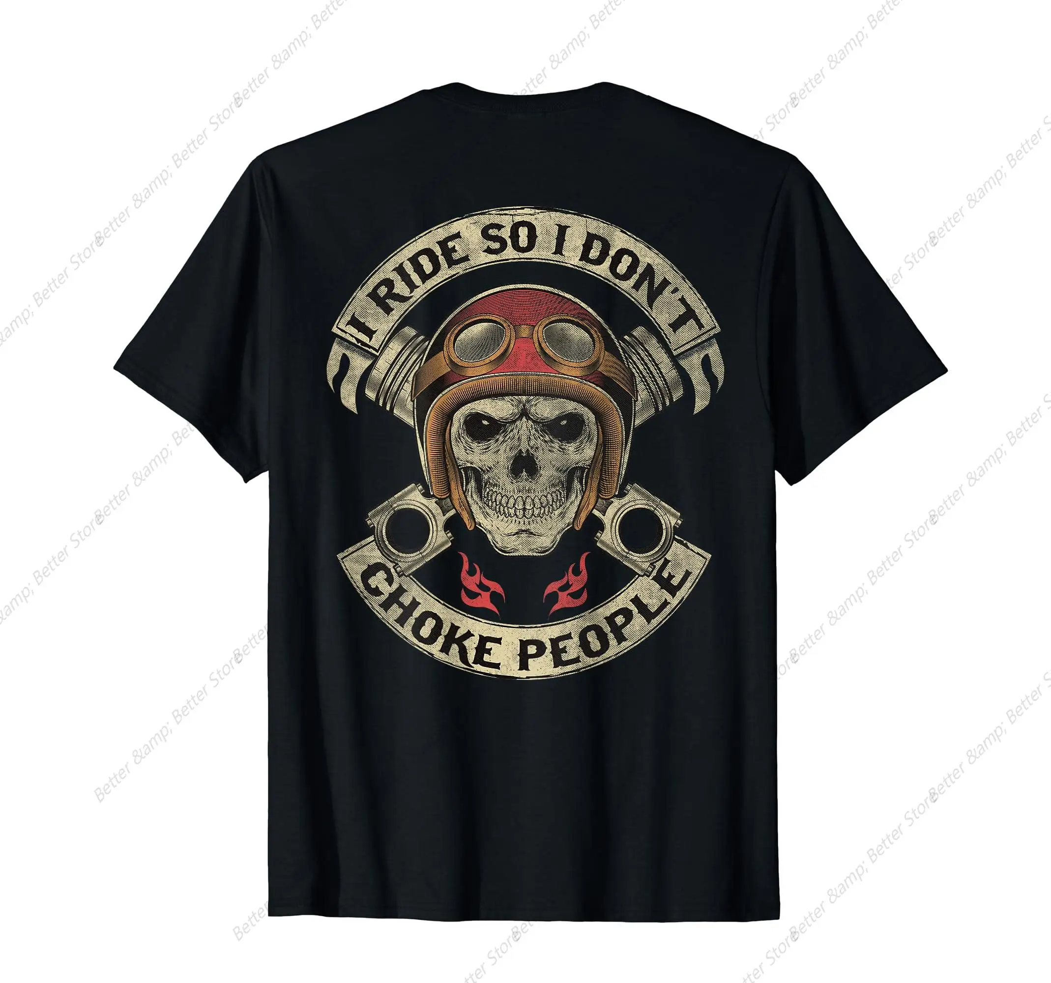 Vintage I Ride So I Don't Choke People Funny Motorcycle Tee