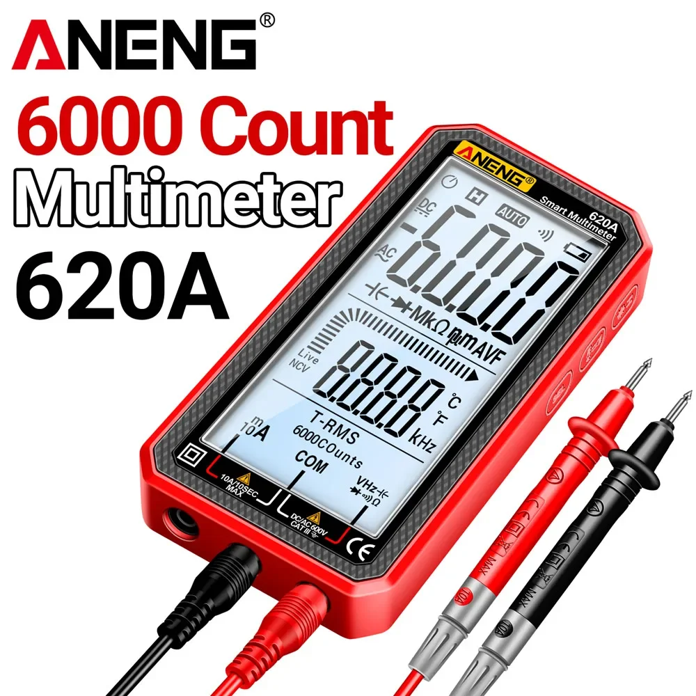 ANENG 620A Digital Multimeter 6000 Counts AC DC Voltage Current Resistance Capacitance Temperature Tester NCV Live Wire Detector
