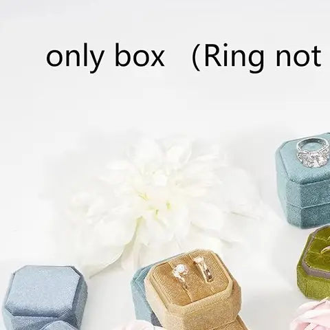 1Pc Velvet Ring Box Double Ring Box With Detachable Lid 2 Slots Octagon Ring Display Holder Case For Engagement Wedding Proposal