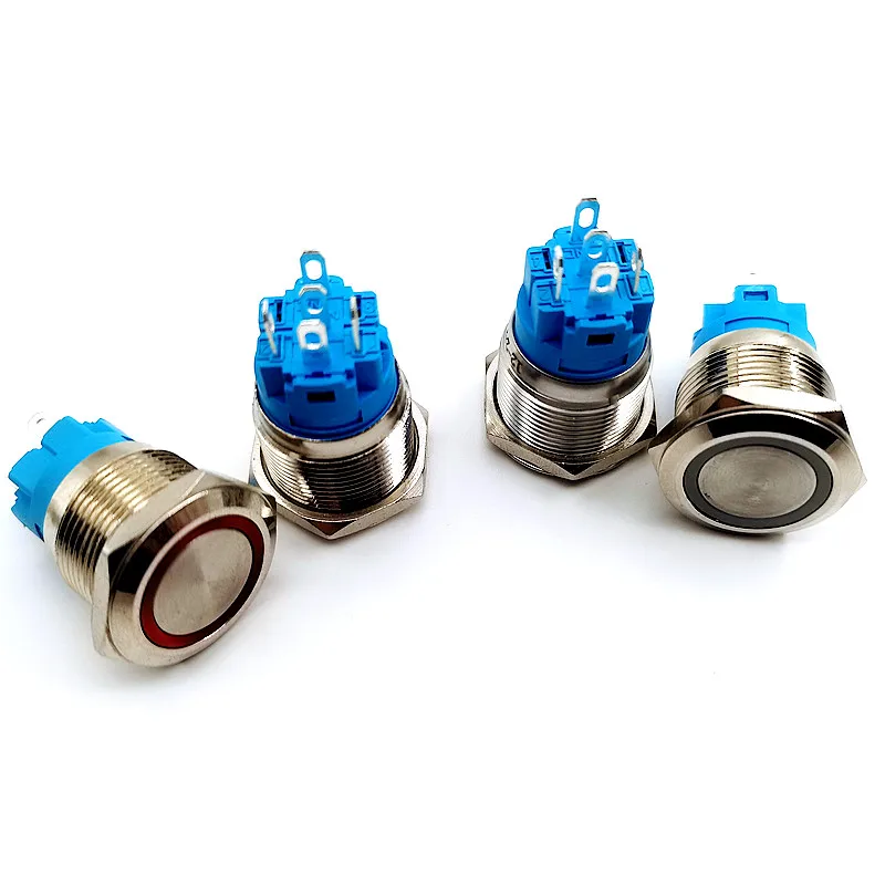 19mm Metal Button Switch Bell Instantaneous Locking Fixed Switch Power Switch Button LED Light 3V 6V 12V 24V 220V