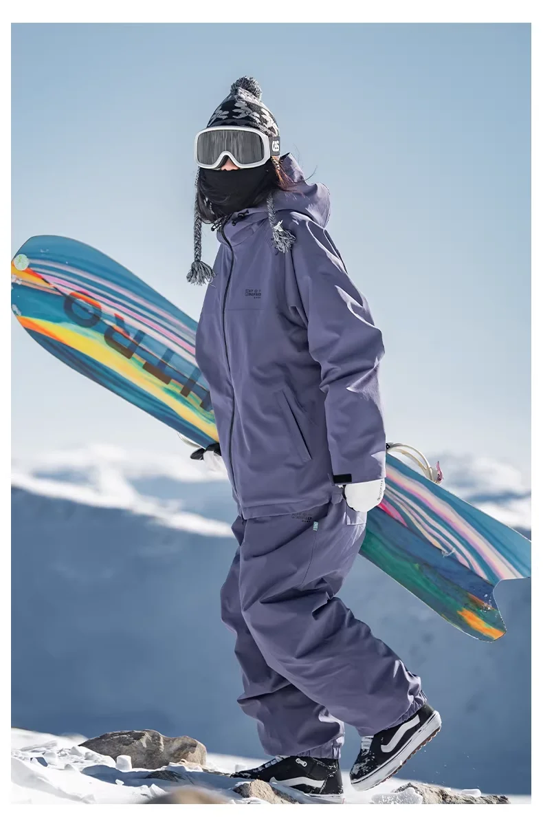 John Snow 2025 Neuer Unisex Ski-Anzug für Einzel- und Doppelbretter, Locker Geschnittener Wasserdichter Wärmehaltender Skianzug mit Skihose und Skijacke – Detail 11