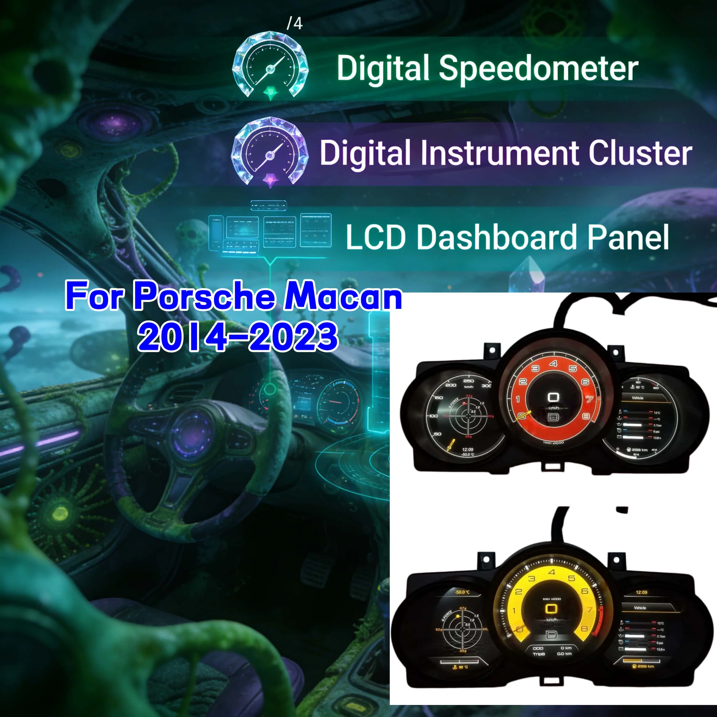 For Porsche Macan 2014-2023 12.3'' inch Car LCD Dashboard Digital Cluster Screen Virtual Cockpit Instrument panel Speedometer