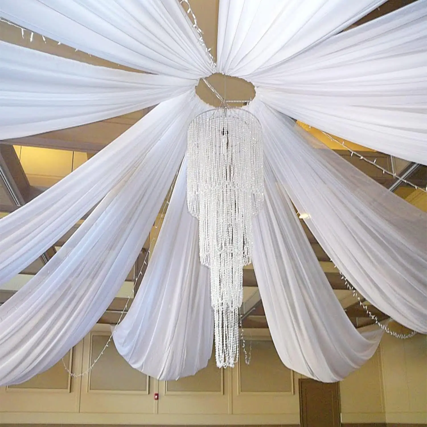 

16 Panels-5ftx20ft Wedding Ceiling Drapes White Sheer Arch Draping Fabric Chiffon Ceiling Drapery Curtain Sheers Chiffon Backdr