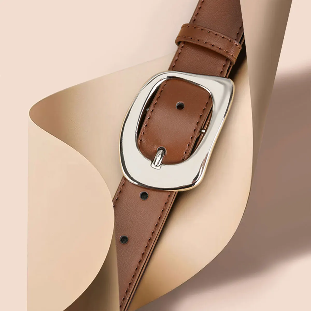 Женский кожаный ремень с U-образной пряжкой, стильный и простой, универсальный модный декоративный ремень для костюмных брюк для женщин