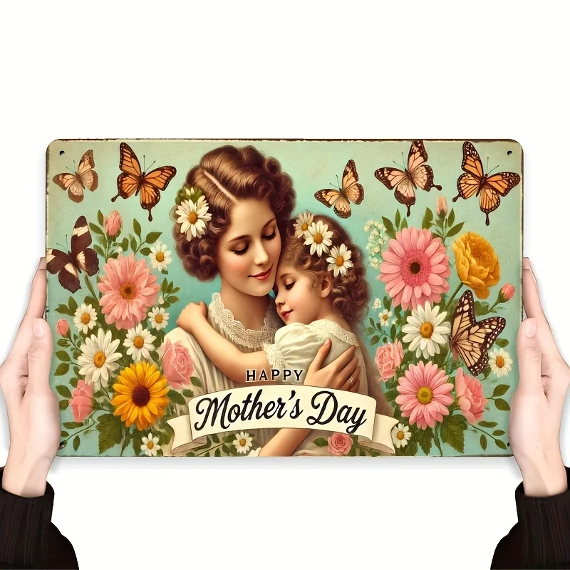 , , "Happy Mother's Day", Mother's Day themed decoration, iron  (), vintage metal sign, retro plaque decorative mural, mother an