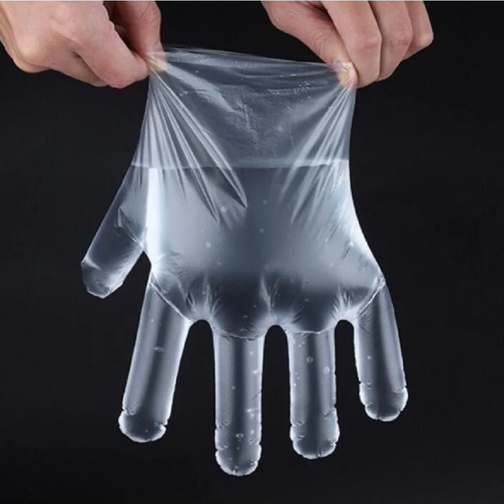 Guanti di plastica per alimenti usa e getta 100 pezzi accessori da cucina per la bellezza da pranzo o guanti per frutta e verdura ecologici per barbecue da ristorante