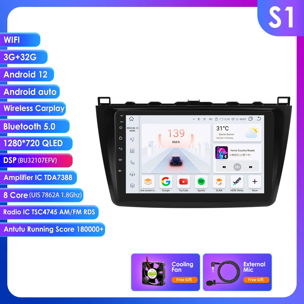 Android Auto auto intelligente systemen radio Voor Mazda 6 2007-2012 Autoradio multimedia Video speler GPS navi Carplay Audio scherm