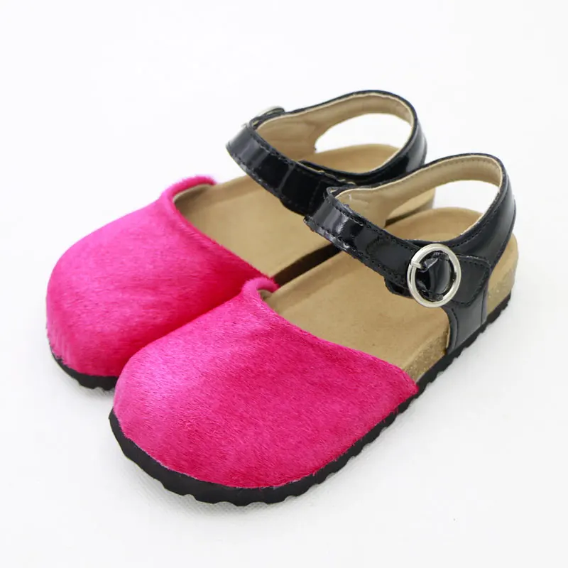 Specials! Horsehair Pony Hair Upscale Girls Shoes Cork Fashion School 4-12 Years Genuine Leather Lining Comfortable