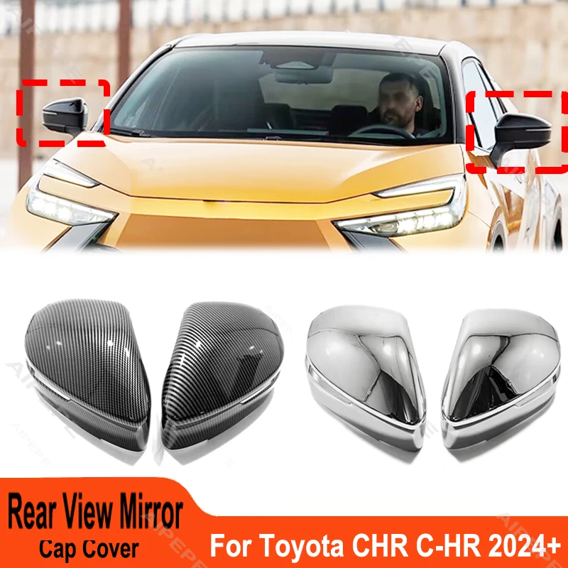 For Toyota CHR C-HR 2024 2025 ABS Carbon Fiber Side Wing Rear View Mirror Cap Cover Reaview Mirror Visor Exterior Accessories