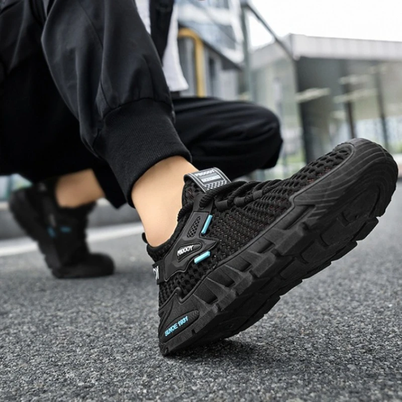 

Men's Shoes Summer Hollow Mesh Breathable Shoes Men Casual Sports Running Sneakers Fashion Comfortable Mens Beach Shoes