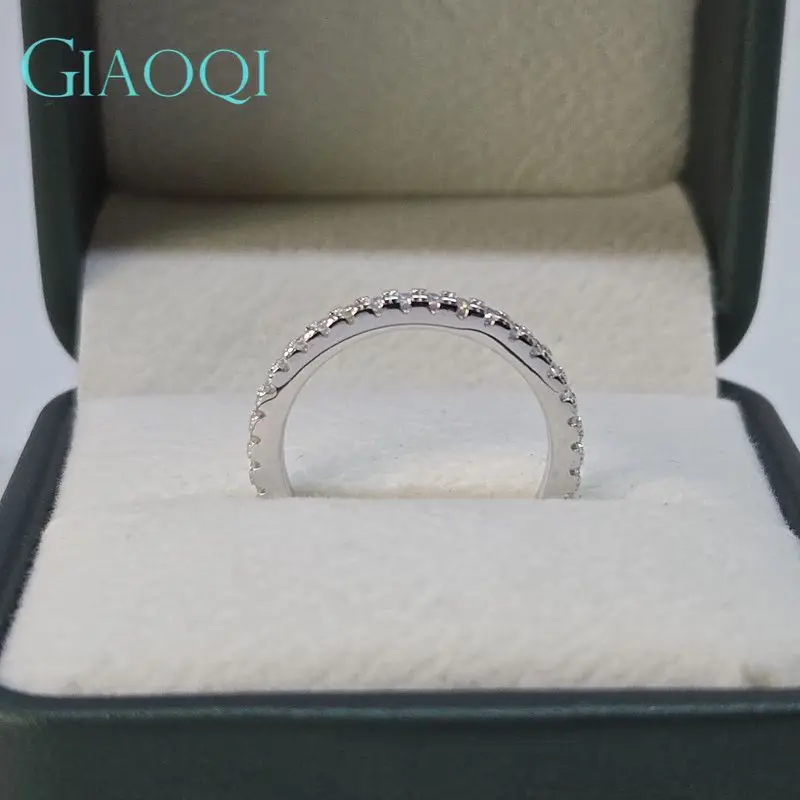 GIAOQI PT950 Platinum Total 1 Carat Round Brilliant Cut Pass Diamond Tester Full Paved D Color Moissanite Ring Princess Jewelry