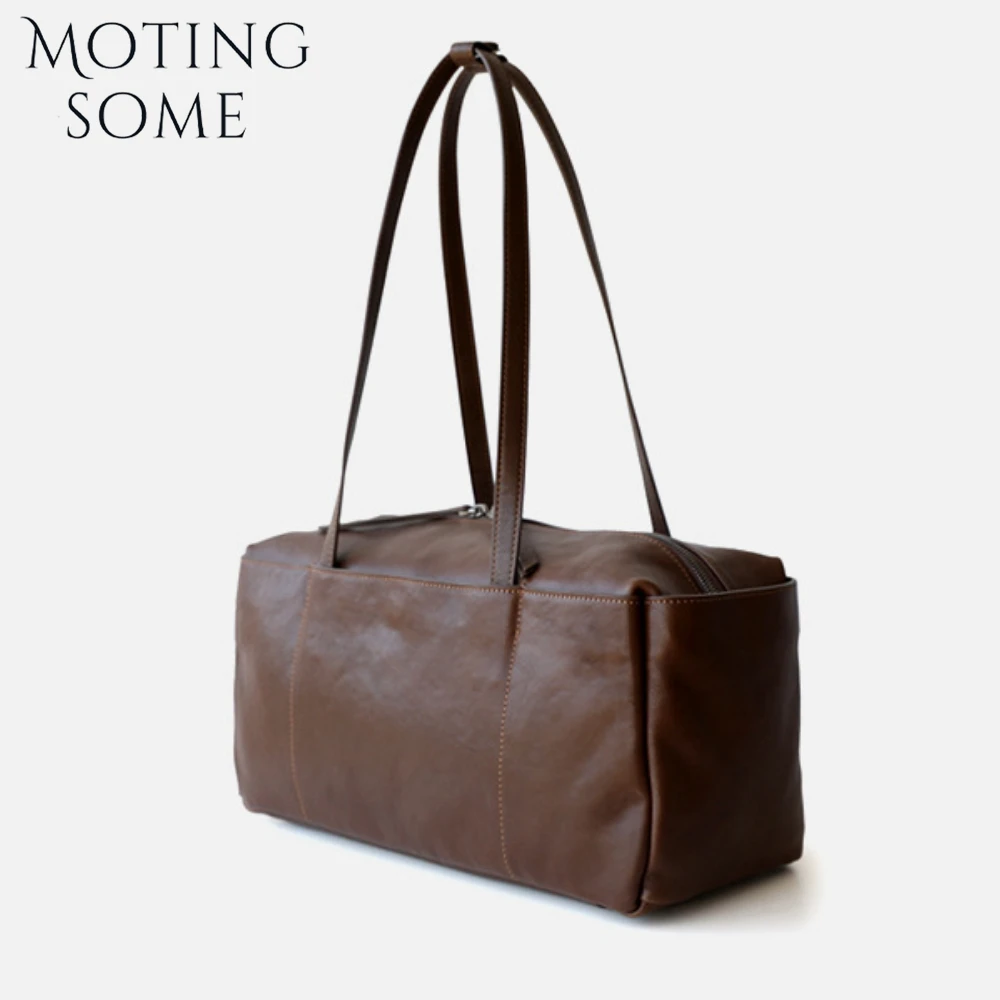 Motingsome Square Bags for Women Shoulder Underarm Bag Retro Saddle Handbag 100% Natural Leather Tote Lady Luxury Pouch 2025 New