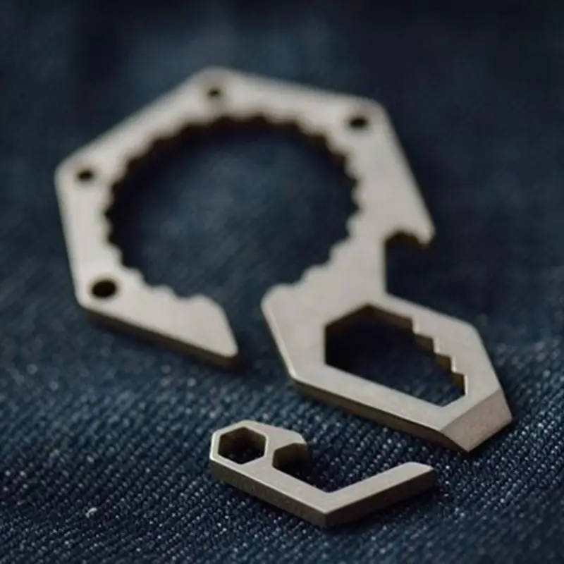 Titanium Alloy Creative Mini Beer Bottle Opener Keychain with Key Rings Pocket Key Ring Tool for Outdoor Camping, Hiking