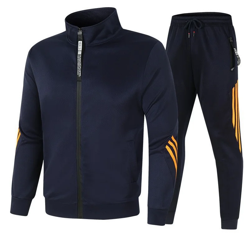 Men Tracksuit 2 Pieces Men\'s Winter Jacket Casual Zipper Stand-up Collar Sportswear+Pants Sweatshirt Sports Suit Sets Clothing