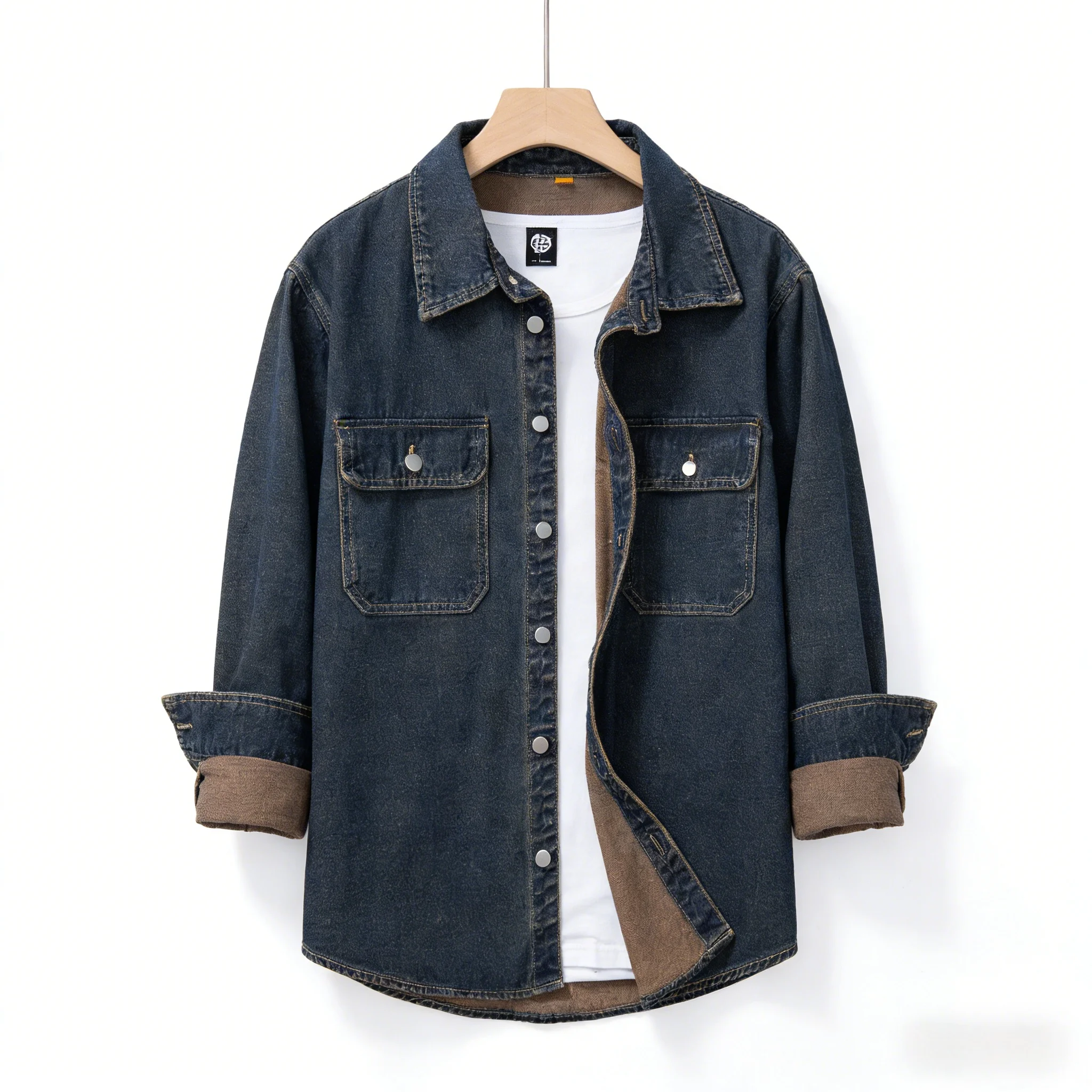 

New Men's American Retro Work Shirt Multi Color Loose plus Size Non Elastic Casual Jacket Versatile Large Clothing Outerwear