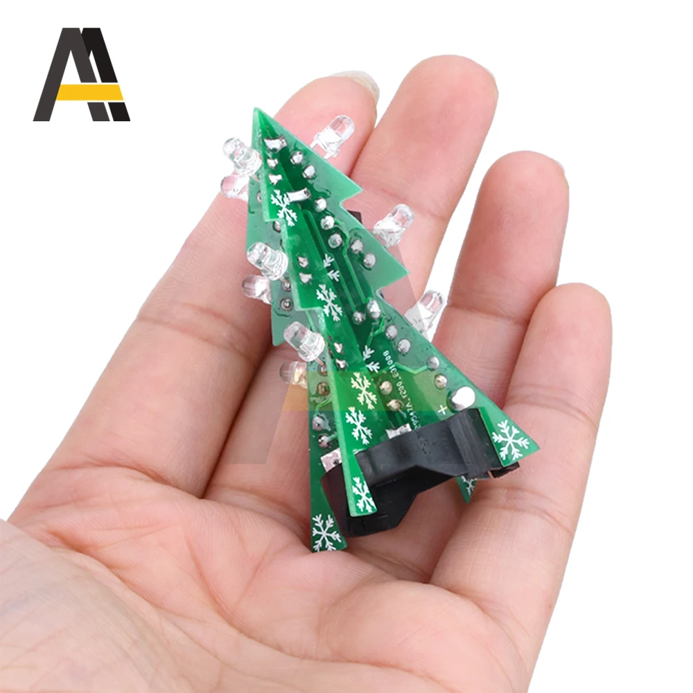 DIY Choinka 3D Color Flash Kit Praktyka lutowania Elektroniczny zestaw montażowy LED PCB