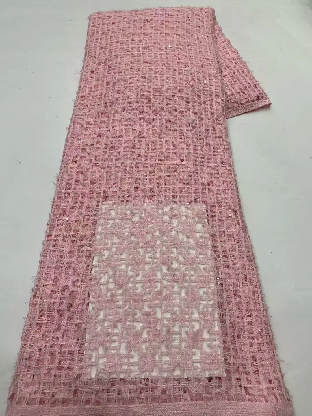 

French Lace Fabric High Quality African Embroidery Tulle Net Sequence Glitter Wedding Party Nigerian Sequined Mesh Dress Sewing