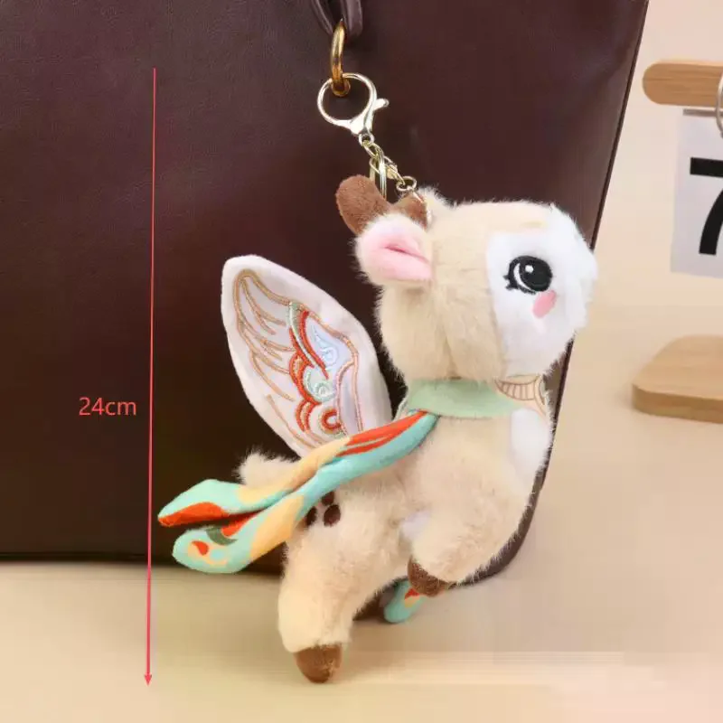 Chiński wisiorek w stylu Dunhuang z latającą kotką, urocza pluszowa zabawka, kreskówkowy dziewięciokolorowy jeleń, breloczek, urocza pluszowa lalka, zawieszka do torby, prezent.