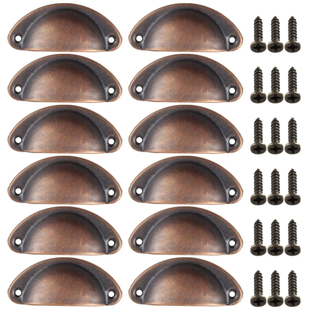 

Cup Pull Shells Handles Sets Retro Iron Black Half Moon Smooth Cabinet Handle Drawer Replacement Knobs Home Hardware