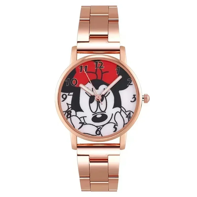 Disney-reloj inteligente con correa de hierro para niños, cronógrafo con movimiento de cuarzo, Mickey, Minnie, para exteriores