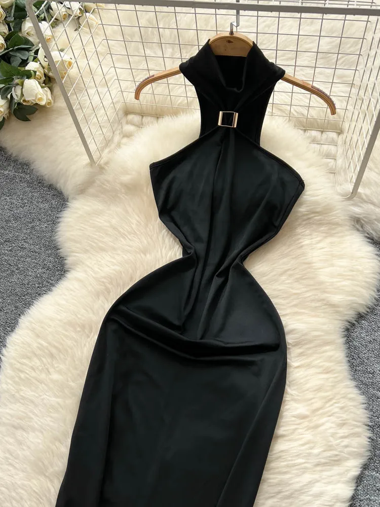 Sexy Hollow out Neline Women's Dr Slimming Bodycon Long Skirt Korean Sle High Waist A-Line Midi Dr for Young Women