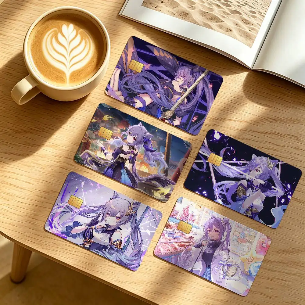 Genshin Impact Keqing Waterproof Anti-Scratch Card Skin Stickers 4Pcs Stylish Decor Covers for Credit & Debit Cards