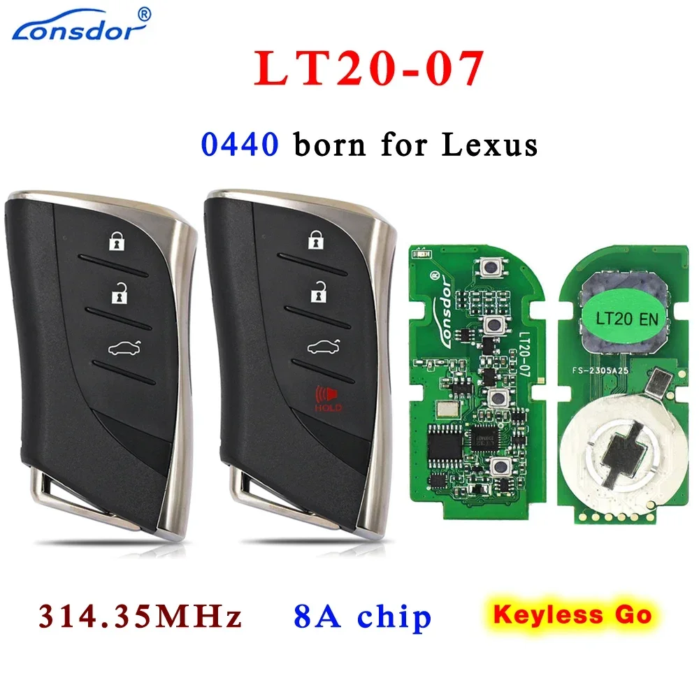 Lonsdor Smart Key LT20-07 312/314.3Mhz 433.58/434.42MHz with 8A Chip For Lexus ES300h ES200 LS500 LS500H Board 0440