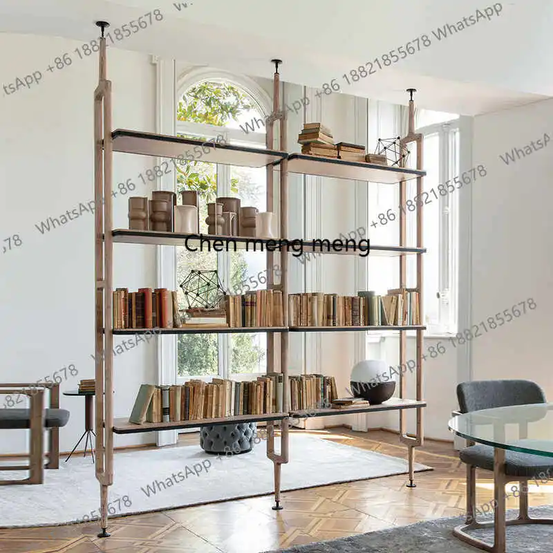 

Italian minimalist all solid wood indomitable bookshelf coat rack system multi-functional combination bookcase
