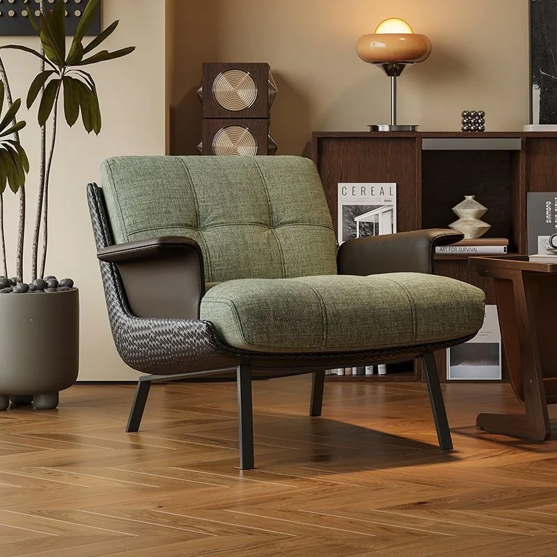 Italian Light Luxury Single Sofa Chair, Wabi-Sabi Designer Lounge Seat for Home Homestay Hotel Reception