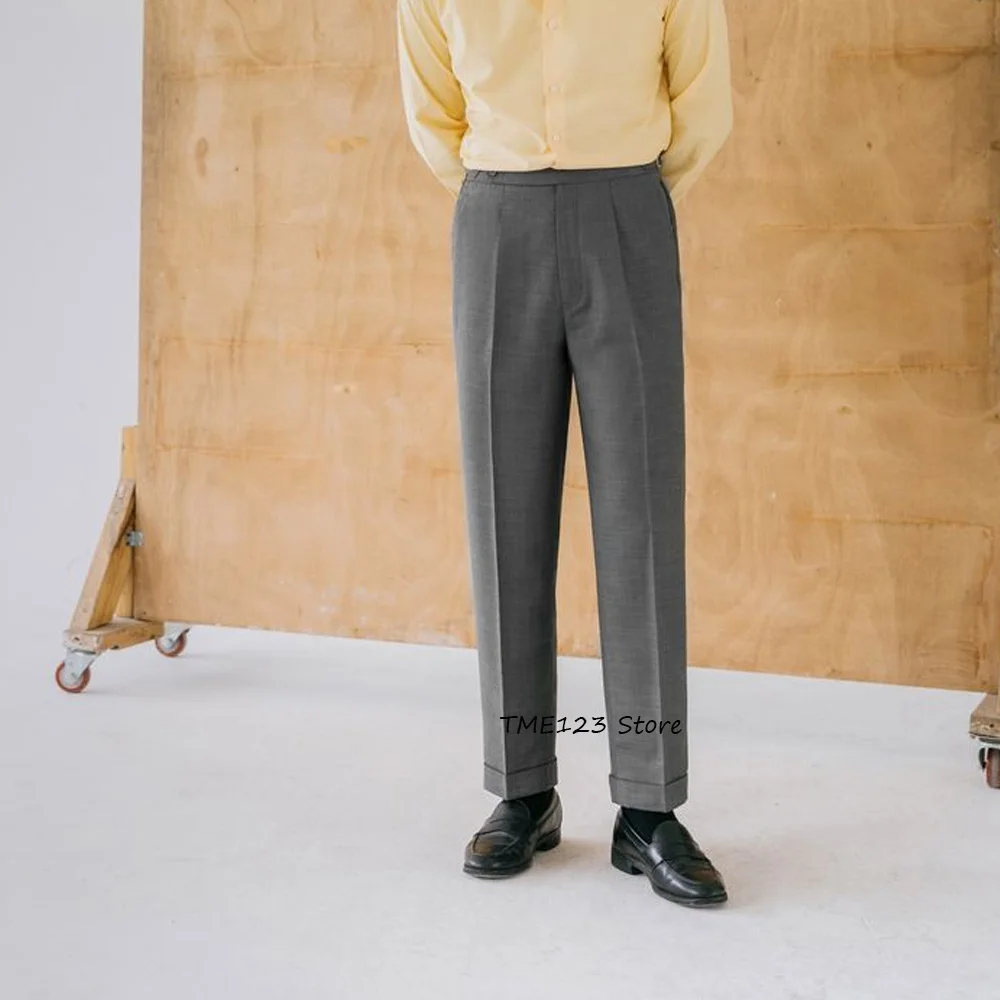 

Классические мужские брюки для мужчин, деловые повседневные однотонные прямые брюки из полиэстера, рабочие брюки, одежда пошив
