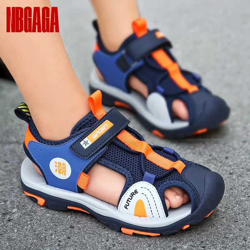 

Kids Lightweight Sports Sandals Breathable Hook & Loop Design Non-Slip Flexible Sole for Running Beach Easy Wear Boys Size 28-39