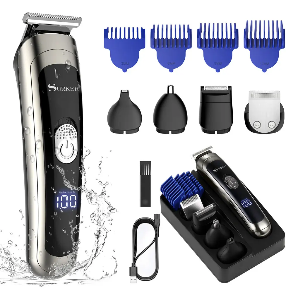 

5в1 Surker электробритва мужская перезаряжаемая бритва нож для бритья нож для усов бытовой портативный плавающий три наконечника для мытья воды