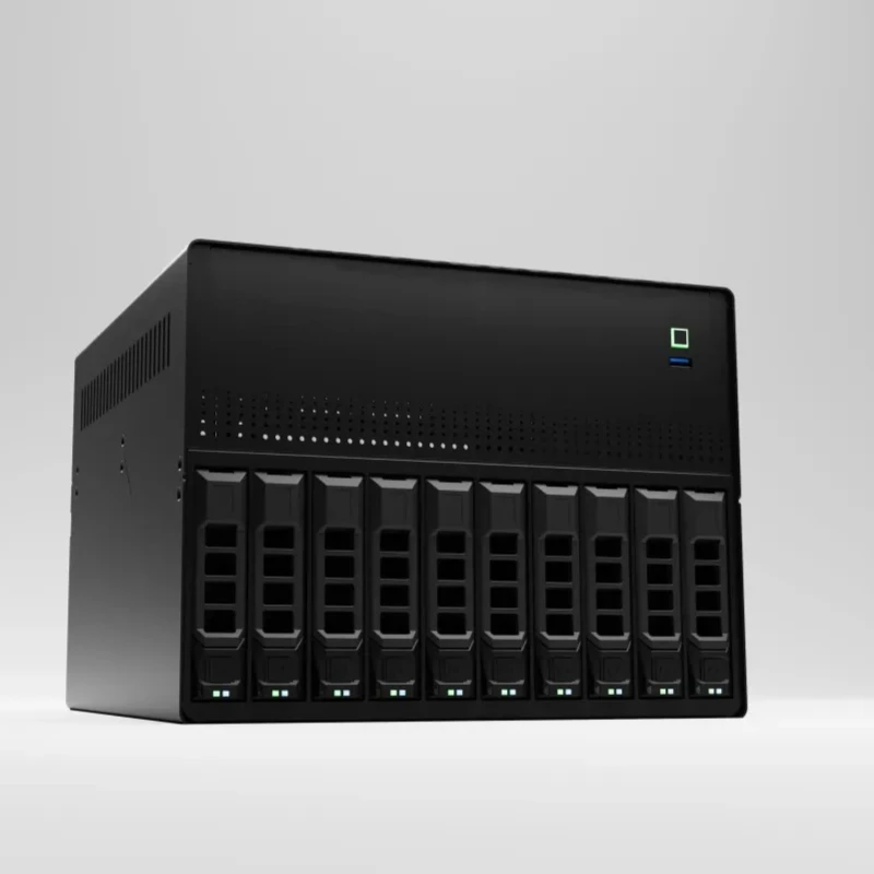 Obudowa NAS N10 z 10 pozycjami na dyski - Obsługuje płyty główne MATX z 10 pozycjami na dyski z funkcją hot-swap. — zdjęcie produktu 3