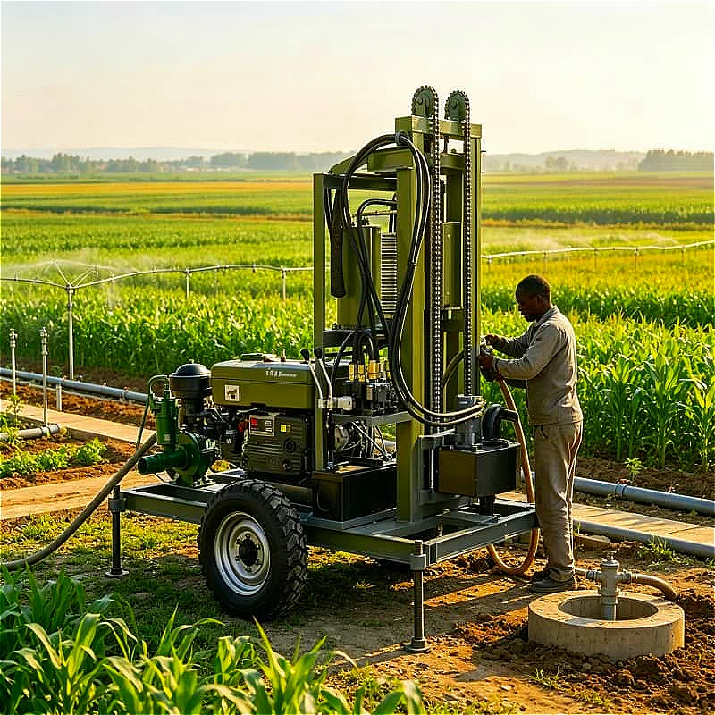 Multi Purpose Small Water Well Drilling Rig Portable Hydraulic 160m For Farm Irrigation Geological Survey Water Well Customized